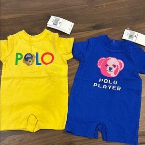 Polo Bear Baby Rompers Set - Yellow and Blue